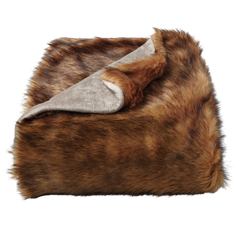 LHC Faux Fur Throw Blanket 60x70 Hypoallergenic Premium Imitation Chinchilla Fur Cover with Luxurious Fake Mink Back by Lavish Home